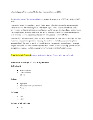 Infantile Spasms Therapeutics Market Size, Share and Forecast 2031