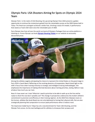 Olympic Paris USA Shooters Aiming for Spots on Olympic 2024 Team