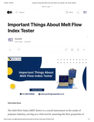 Important Things About Melt Flow Index Tester