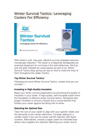 Winter Survival Tactics: Leveraging Coolers for Efficiency