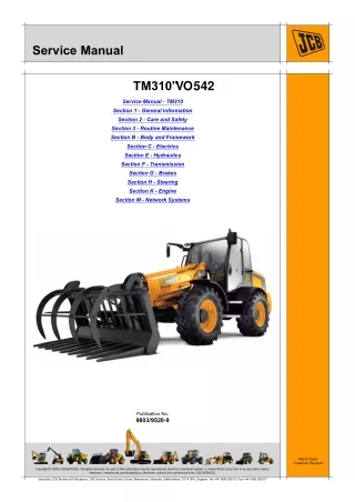 JCB TM310S Tier3 TELESCOPIC WHEELED LOADER Service Repair Manual