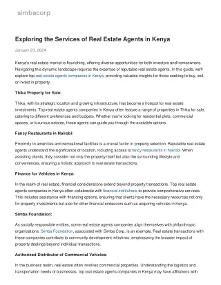 Exploring the Services of Real Estate Agents in Kenya