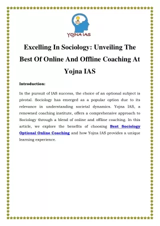 Best Sociology Optional Online Coaching Call-8595390705