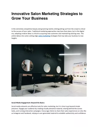 Innovative Salon Marketing Strategies to Grow Your Business