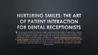 Nurturing Smiles The Art of Patient Interaction for Dental Receptionists