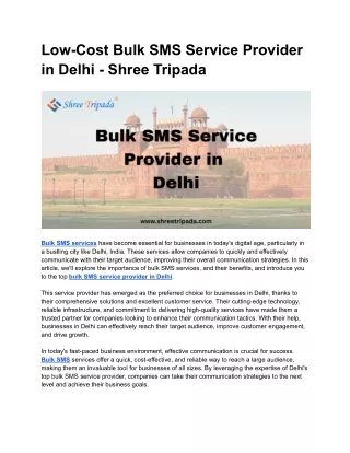 Low-Cost Bulk SMS Service Provider in Delhi - Shree Tripada