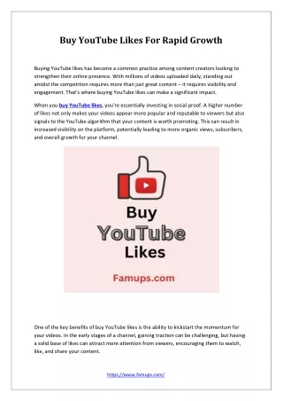 Buy YouTube Likes For Rapid Growth