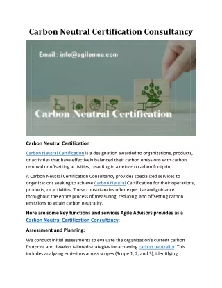 Carbon Neutral Certification Consultancy