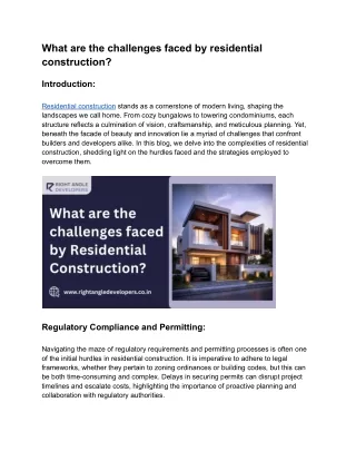 What are the challenges faced by residential construction_