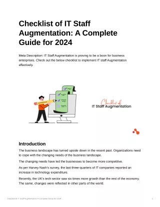 Checklist of IT Staff Augmentation A Complete Guid