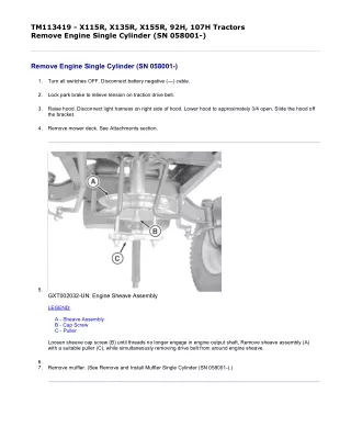 John Deere 107H Riding Lawn Tractor Service Repair Technical Manual (TM113419)