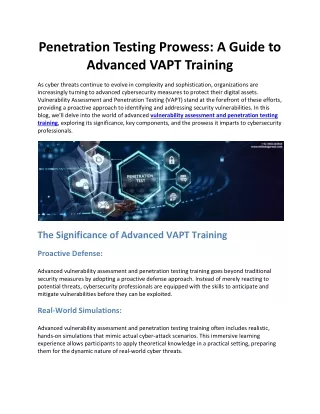 Penetration Testing Prowess: A Guide to Advanced VAPT Training