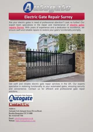 Electric Gate Repair Surrey