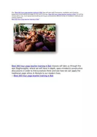 Best 300 hour yoga teacher training in Bali