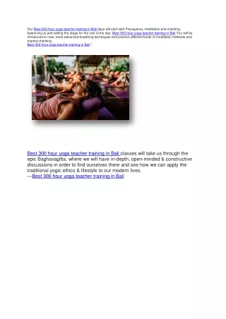 Best 300 hour yoga teacher training in Bali