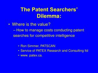 The Patent Searchers’ Dilemma: