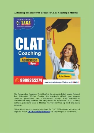 A Roadmap to Success with a Focus on CLAT Coaching in Mumbai