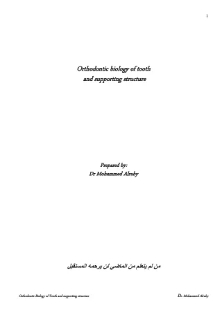 Orthodontic Biology of Tooth and supporting structure