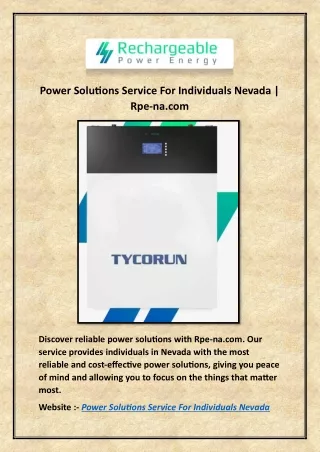 Power Solutions Service For Individuals Nevada | Rpe-na.com