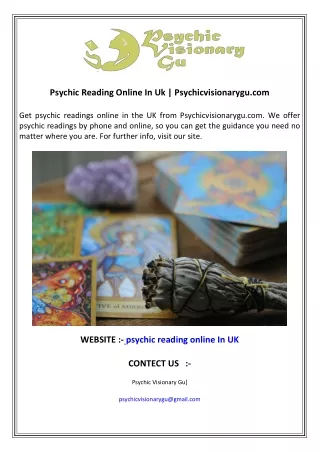 Psychic Reading Online In Uk  Psychicvisionarygu.com