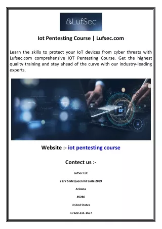 Iot Pentesting Course  Lufsec.com