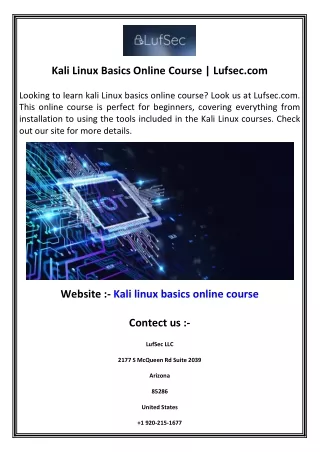 Kali Linux Basics Online Course  Lufsec.com