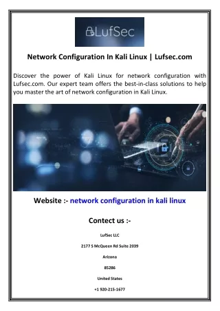 Network Configuration In Kali Linux  Lufsec.com