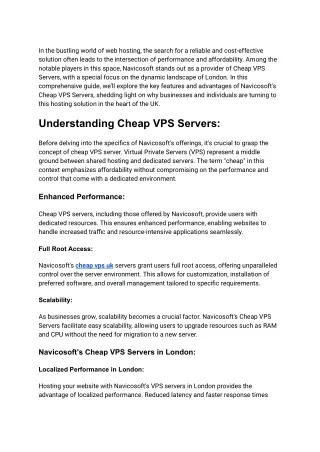 Unveiling the Power of Navicosoft's cheap vps uk Servers in London