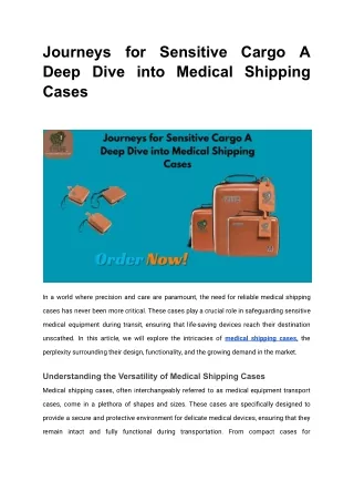 Journeys for Sensitive Cargo A Deep Dive into Medical Shipping Cases