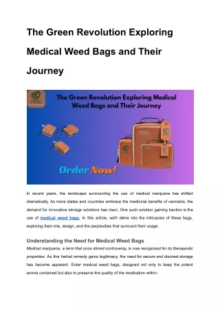 The Green Revolution Exploring Medical Weed Bags and Their Journey