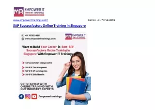 Best SAP Successfactors Online Training in Singapore