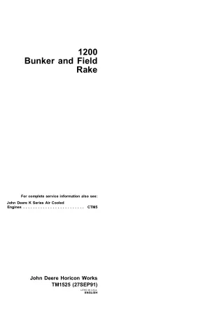 John Deere 1200 Bunker and Field Rake Service Repair Manual (tm1525)