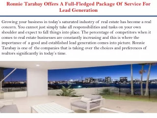 Ronnie Tarabay Offers A Full-Fledged Package Of Service For Lead Generation