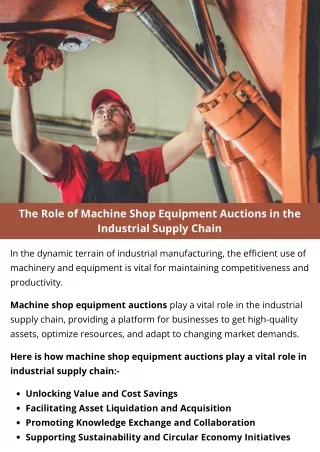 The Role of Machine Shop Equipment Auctions in the Industrial Supply Chain