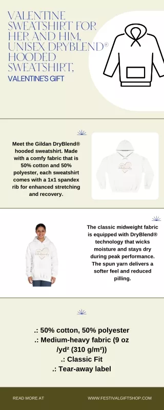 Valentine Sweatshirt for Her and Him, Unisex DryBlend® Hooded Sweatshirt, Valentine's Gift