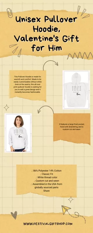 Unisex Pullover Hoodie, Valentine's Gift for Him