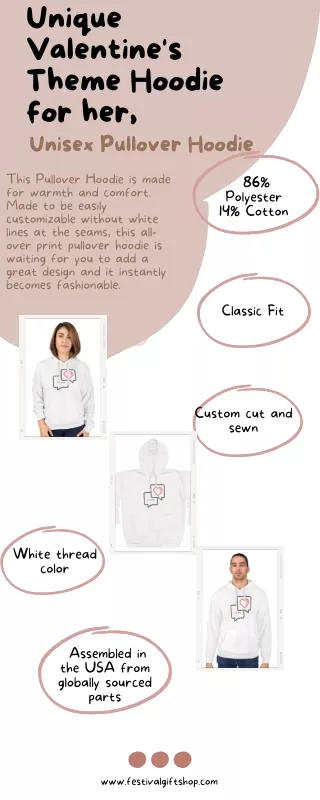 Unique Valentine's Theme Hoodie for her, Unisex Pullover Hoodie