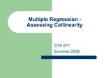 Multiple Regression - Assessing Collinearity
