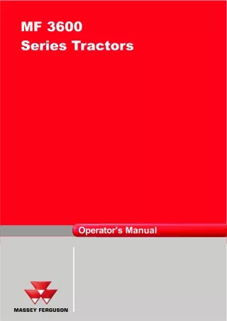 Massey Ferguson MF 3600 Series Tractor Operator’s manual