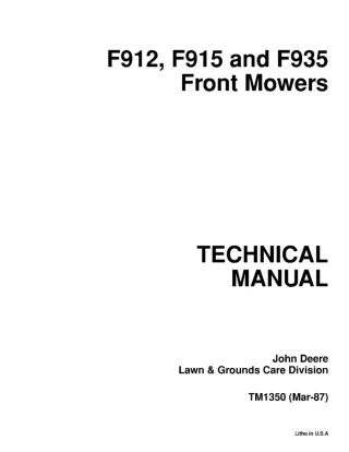 John Deere F935 Front Mower Service Repair Manual