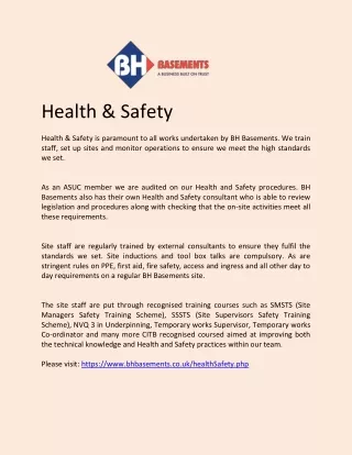 A Basement Extension & Refurbishment Specialist Company in London - BH Basements
