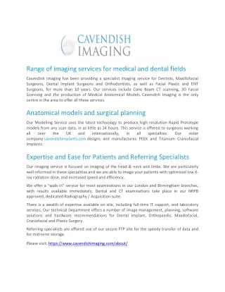 Medical & Dental Scanning Services in London - Cavendish Imaging Ltd