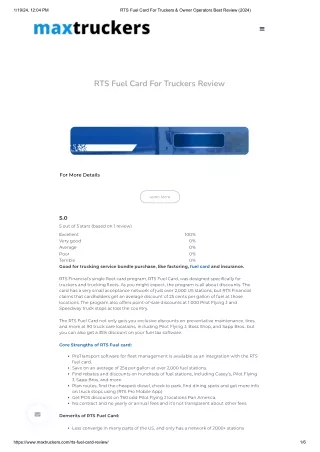 RTS Fuel Card For Truckers & Owner Operators Best Review (2024)