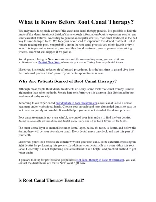 What to Know Before Root Canal Therapy