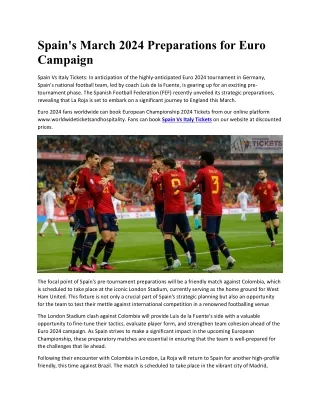 Spain's March 2024 Preparations for Euro Campaign