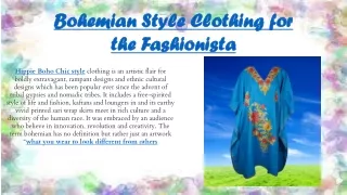 Bohemian Style Clothing for the Fashionista