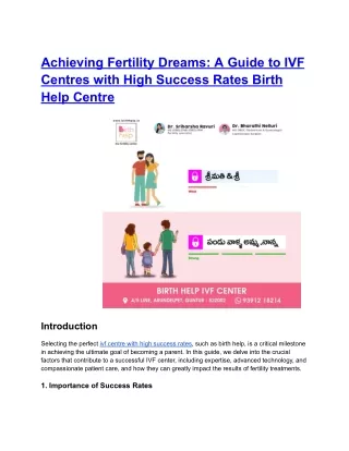 Achieving Fertility Dreams_ A Guide to IVF Centres with High Success Rates Birth Help Centre