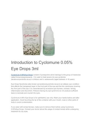 Cyclomune 0.05% Eye Drops 3ml