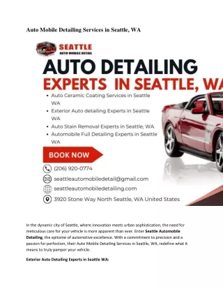 Auto Mobile Detailing Services in Seattle