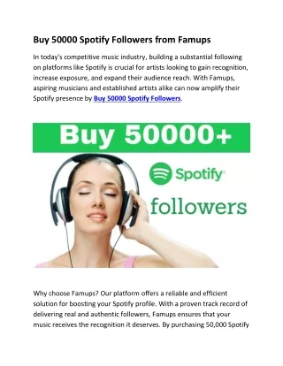 Buy 50000 Spotify Followers from Famups